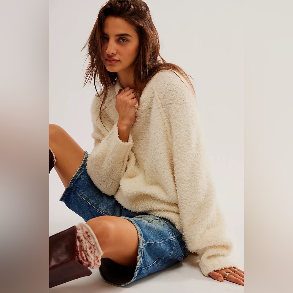 Free People Teddy Sweater Tunic in Sugar Swirl.